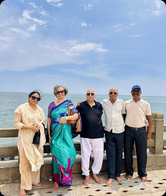 Senior travelers enjoying their journey with Emoha - comfortable and safe travel experience